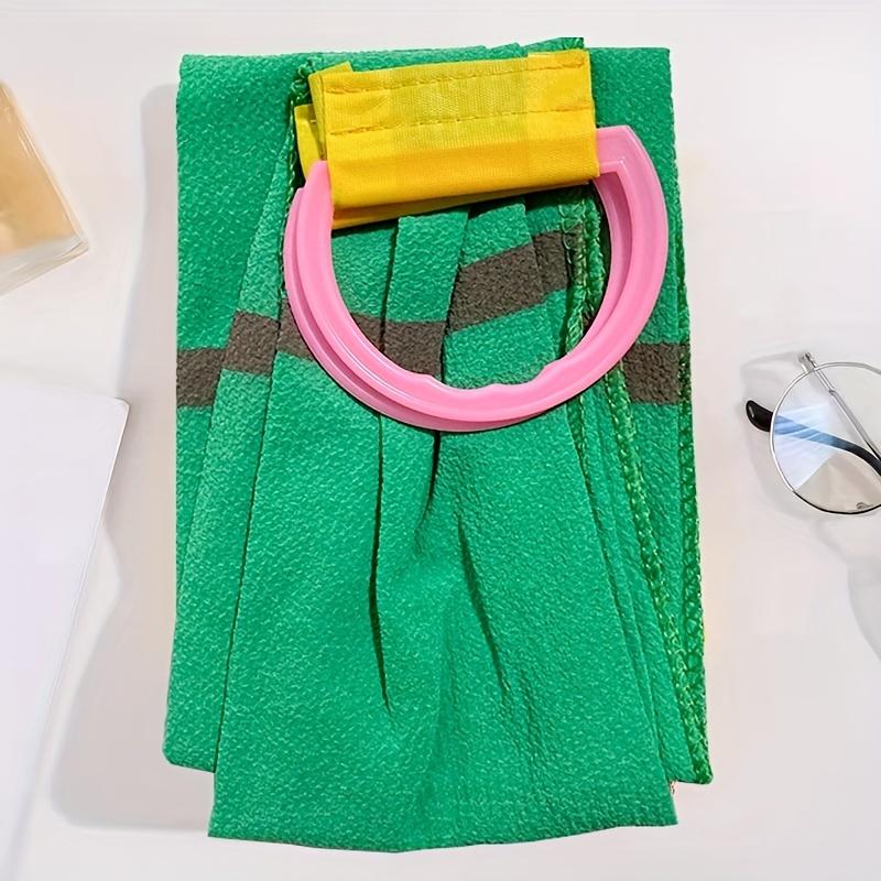 Exfoliating Back Bath Scrub Washcloth Strap Towel With Rope Handles, Double Side Bath Wash Towel Body Sponge Loofah Towel