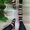 Fashion Summer Women Sandals Casual Shoes Hollow Solid Color Slip-On Thick Bottom Elastic BandFemale Flats Plus Size Women Beach Shoes