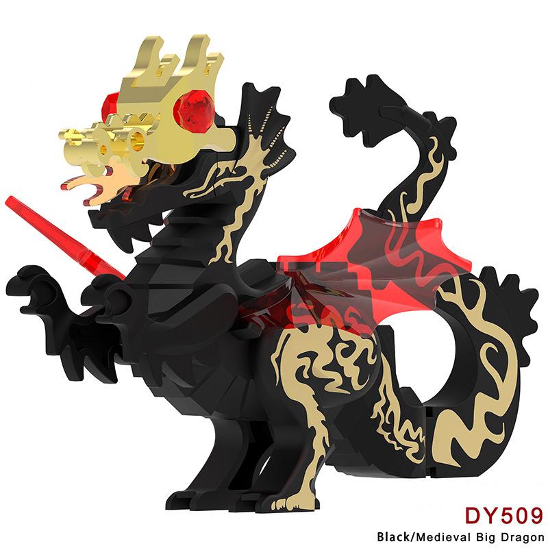 MOC Medieval Animal Zoo Farm Dragon Action Figures Building Blocks Gold Red Dragons Wolf Snake Monsters Beast Bricks Toys Gifts