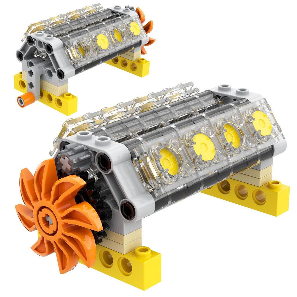 Комплект двигателя с коленчатым валом Domoni с шатунами и головками цилиндров - Детали в стиле V8, Полностью совместимые с проектами MOC, STEM-конструкторами,