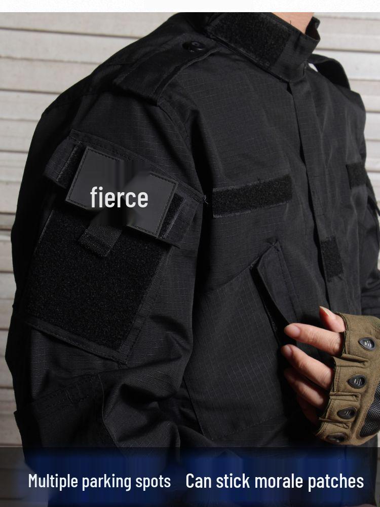 Мужской темно-синий тактический тренировочный костюм для улицы: Износостойкая тактическая софтшелл куртка