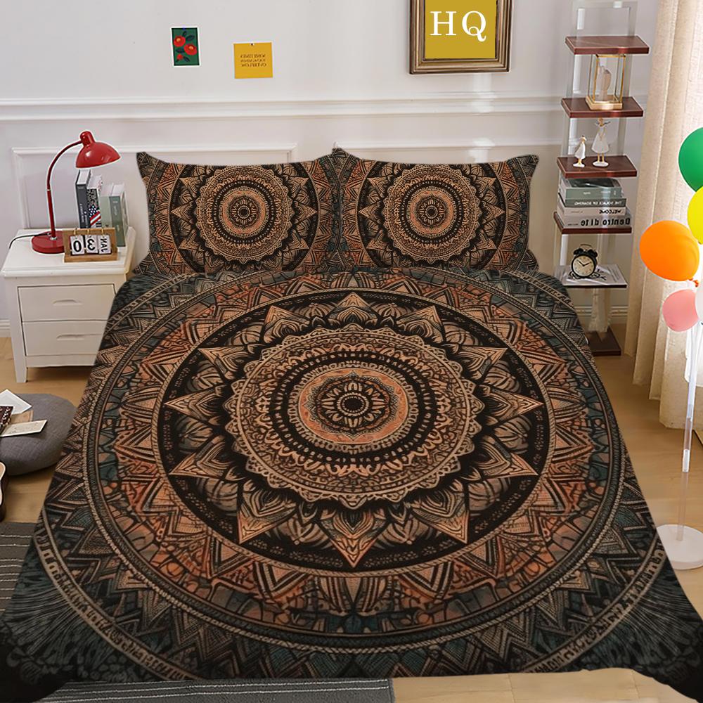 Mandala Printed Bedspreads Twin Size Microfiber Bedding Cover Cool Boy Fashion Duvet Cover Set Bedroom Decor