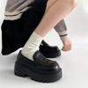 Fashion Commuter Brown French Platform Small Leather Shoes Women's 2025 New Autumn and Winter One-pedal British Style Loafers