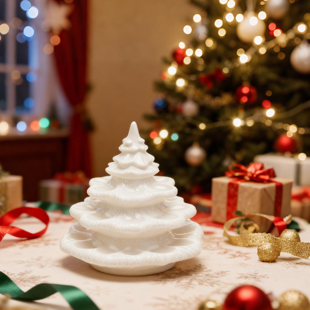 Четырехъярусный поднос для фаршированных яиц в форме рождественской елки, вмещает 26 яиц, штабелируемый