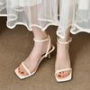 Strap High Heels French Temperament Solid Color High-end One-word Strap Open-toe Stiletto Sandals Women's Summer New Models