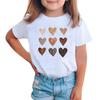 Футболка с короткими рукавами и узором в виде сердца для девочек, идеальна для лета, возраст 1-8 лет