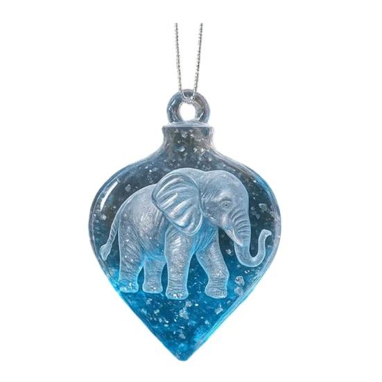 Christmas Tree Ornament Gradient Blue Elephant Pendant for Xmas Decor Light Exquisite Winter Wonderland Hanging Ornament Holiday Gift