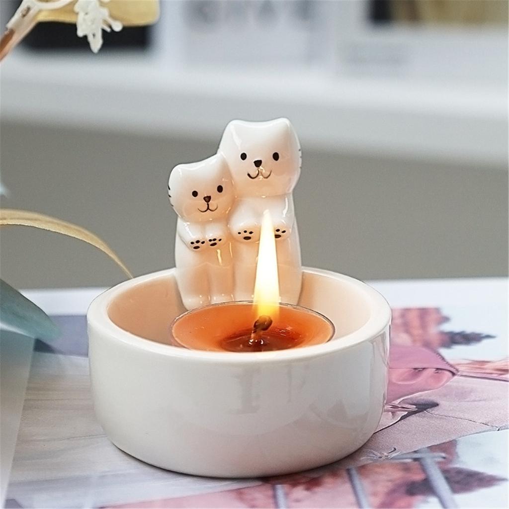 Керамика Пара Коты Подсвечник Романтика Чайные свечи Подсвечник Настольные украшения для дома Спальня и гостиная