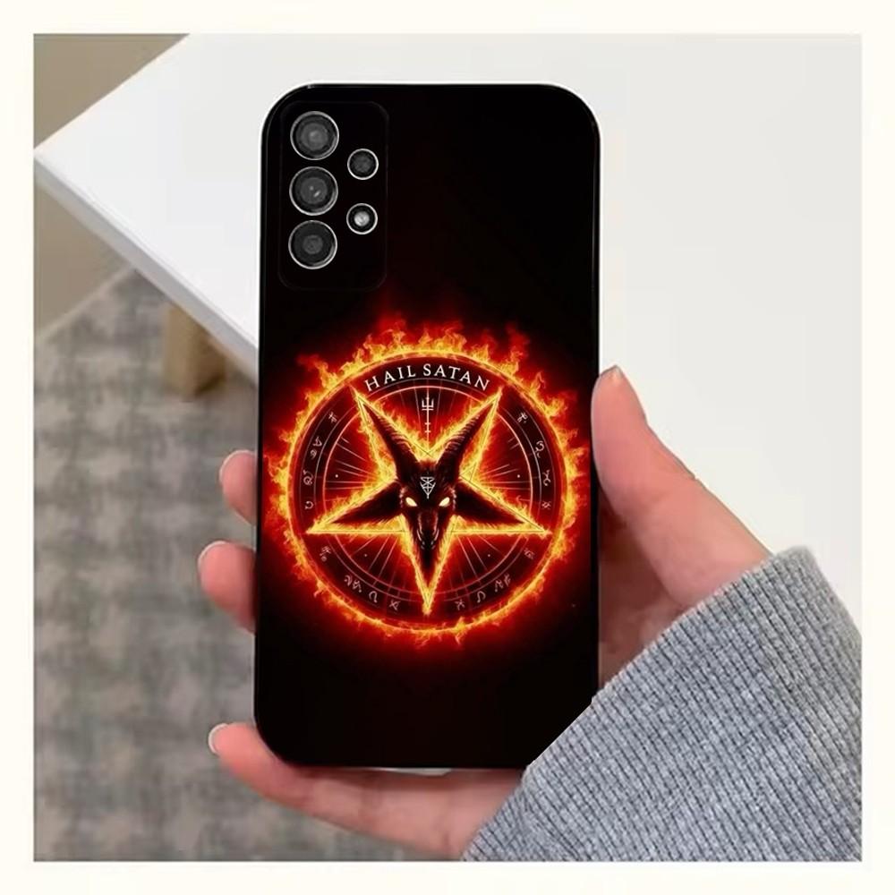 Сатанинская Адская Пентаграмма Чехол для Телефона Для Samsung S25,S24,S23,S22,S20,S21,S10,Ultra,Plus,Lite,FE,Мягкий Силикон Черный Чехол