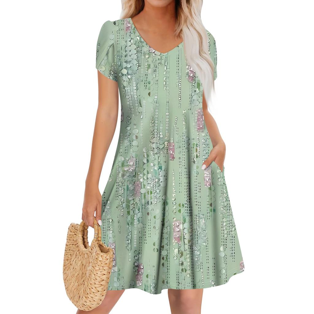 Женское повседневное модное платье с V-образным вырезом и коротким рукавом, стильное свадебное платье для гостей