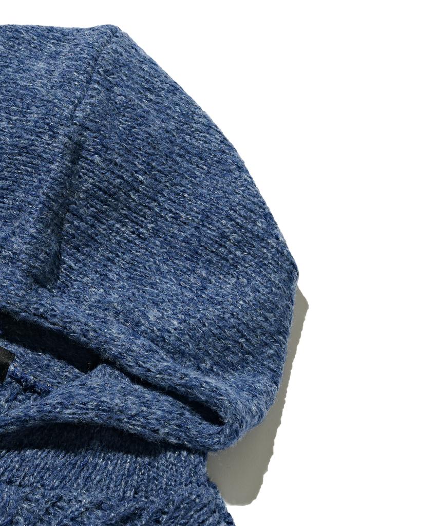 OTHERFITS Cable Weight Knit Hoodie Half Zip (Navy)