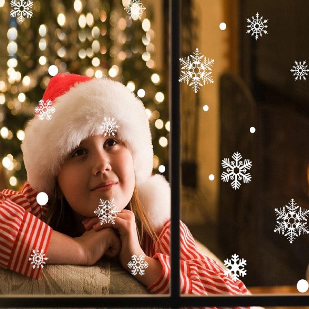 Christmas White Snowflakes Window Clings Decal Stickers Ornaments for New Year