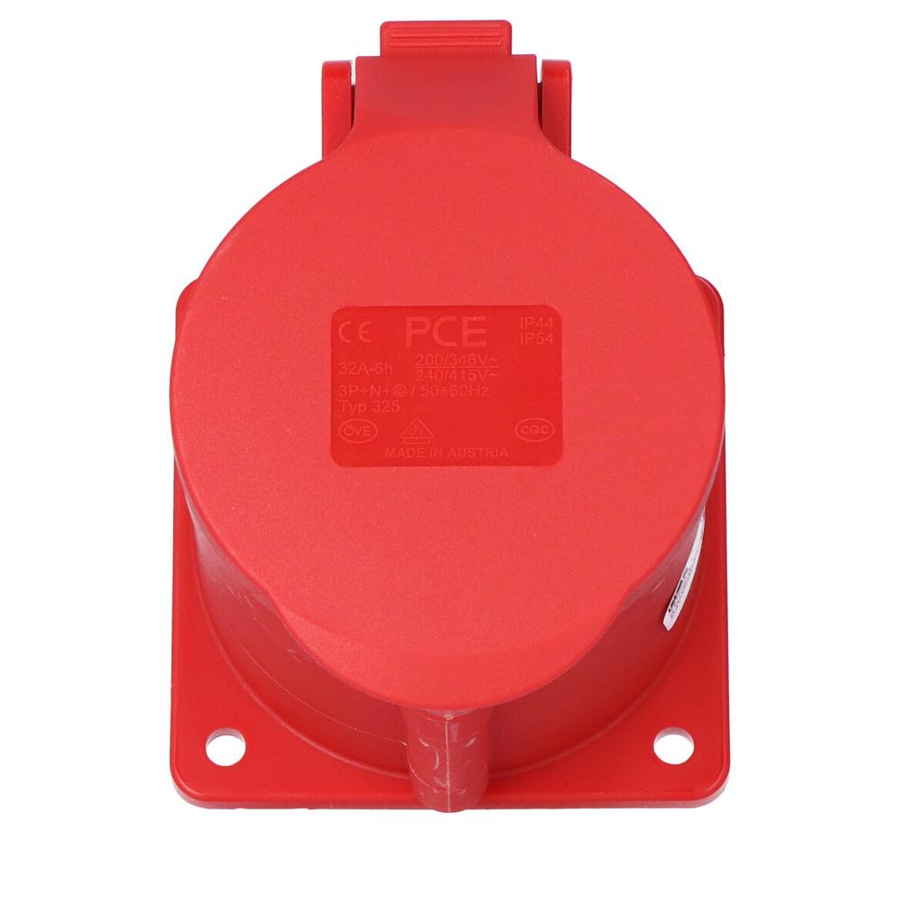 Straight panel socket 32A 400V 3P+Z+N 75x75mm IP44