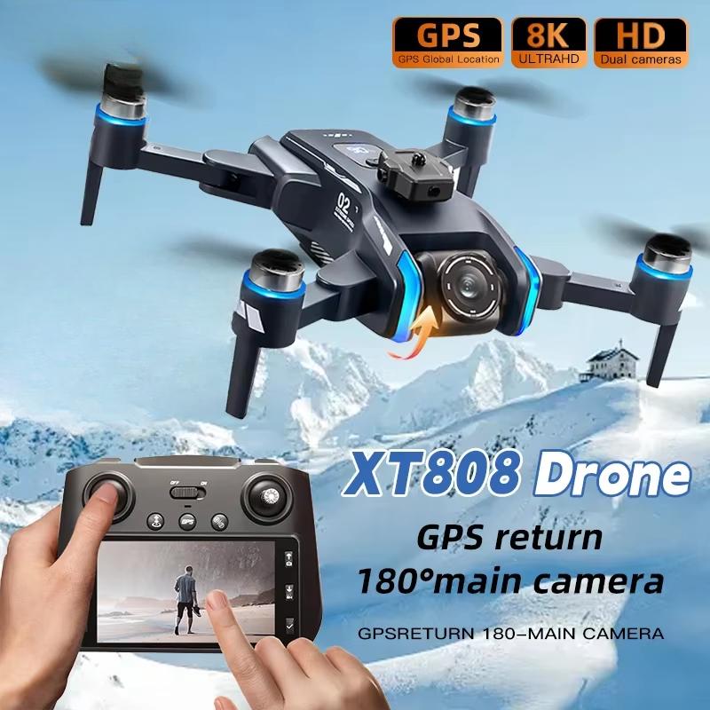 2025 New LYZRC XT808 Drone Screen Display 8K Professional HD Dual Camera 5G Optical Flow GPS Brushless Motor Folding RC Quadcopter Toy