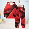 Kids Boys Girls Galaxy Smoke Printed Hooded Long Sleeve Sweatshirt Cuffed Pants Two Piece Set