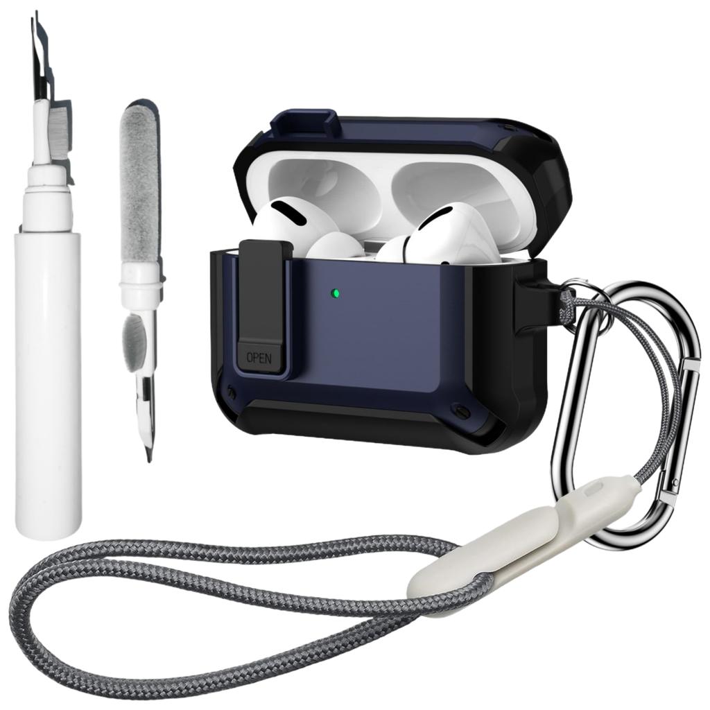 Чехол для Airpods Pro 3 (2025) Защитный чехол с надежным замком, полностью противоударный, с чистящим набором и шнурком для Apple AirPods Pro 3