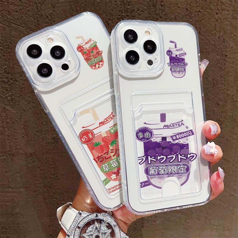 Card Slot Holder Silicone Wallet Pocket Case For iPhone 14 16 15 Max Infinix Note 30 Xiaomi Redmi Note 9 Oppo Reno 12 13F 14F Cover Clear Phone Bumper