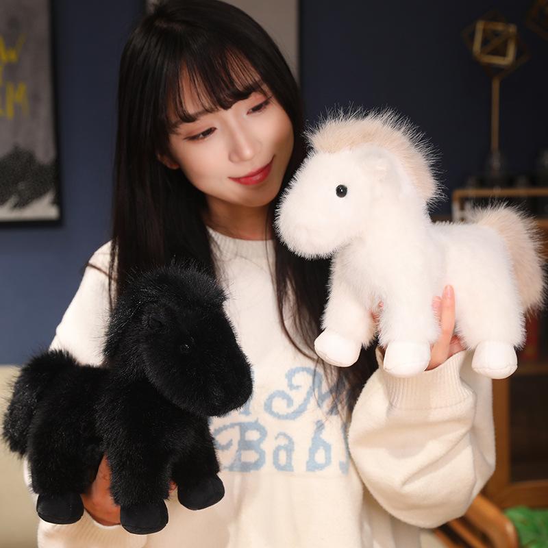 Симуляция Коричневый Пони Кукла Плюшевая Игрушка Черный Пони Кукла Мальчик Успокаивающая Кукла-Марионетка