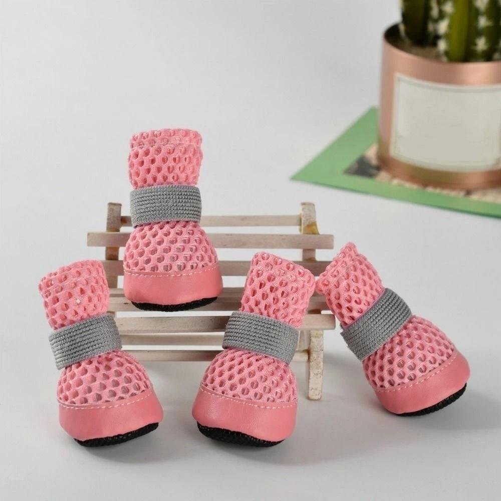 4PCS/SET Wear Resistant Dog Mesh Shoes Breathable Dog Net Shoes For Dogs Cats