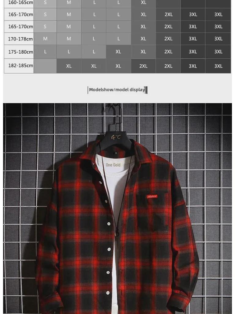 Мужская клетчатая рубашка с длинным рукавом в гонконгском стиле - корейская модная и красивая молодежная рубашка на осень/зиму
