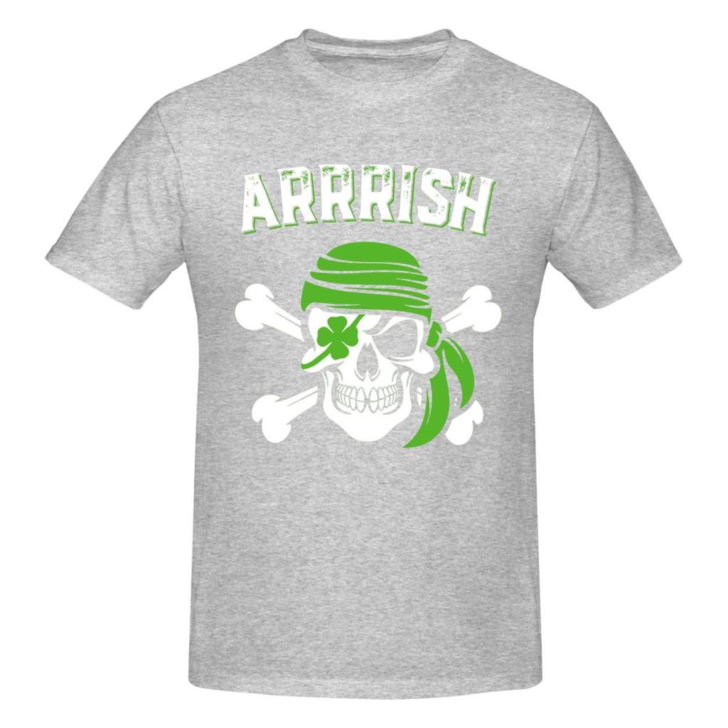 Unisex St Patricks Day Skull Pirate T Shirt Streetwear Big Size Oneck Cotton Sleeve Unisex Tshirt
