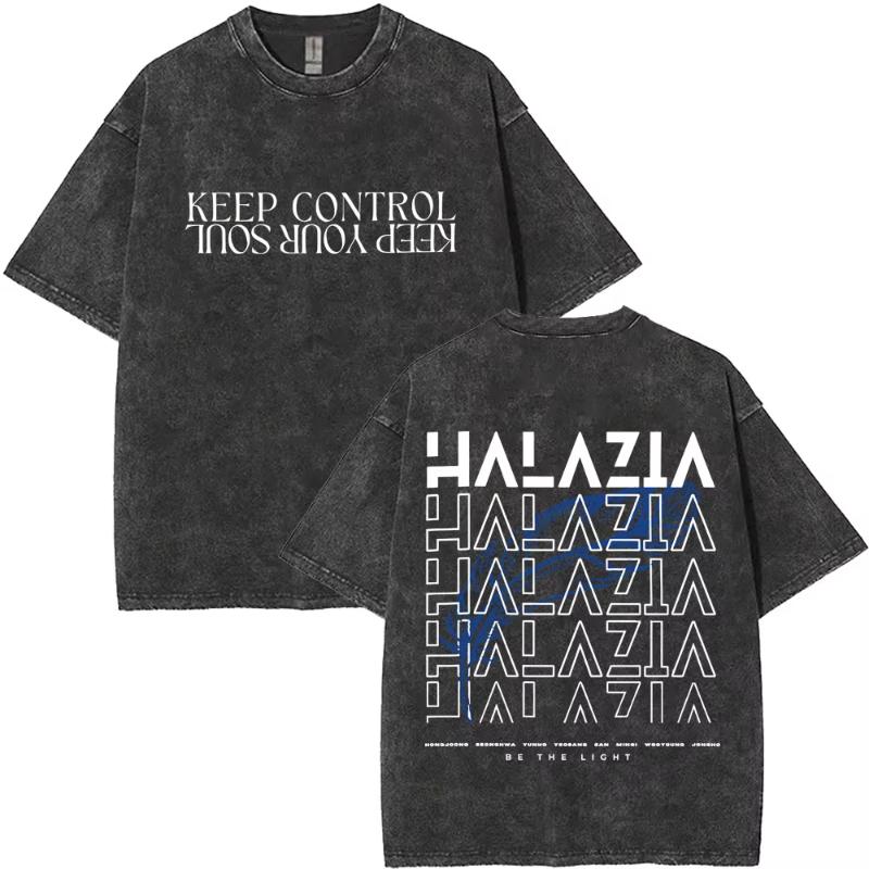 Washed Vintage Unisex Women Korean Kpop ATEEZ World Tour Towards The Light Will To Power Tshirt Short Sleeve Cool Streetwear