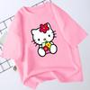 Детская одежда HelloKitty Футболка с круглым вырезом и короткими рукавами Верх из чистого хлопка Милый и модный Наряд для родителя и ребенка