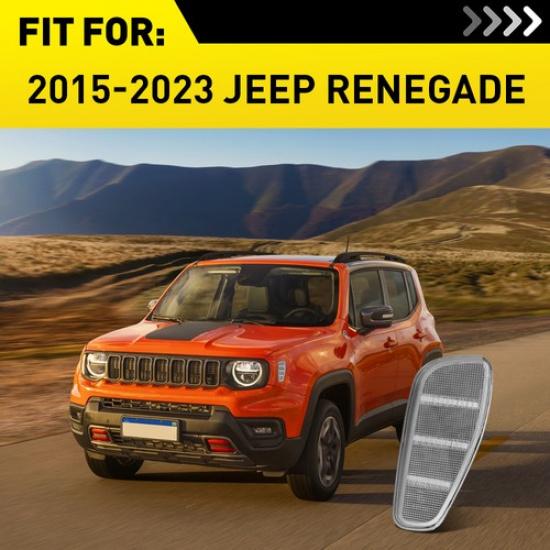 2x Amber LED Side Marker Lights Fender Lamps Clear For 2015- Jeep Renegade A