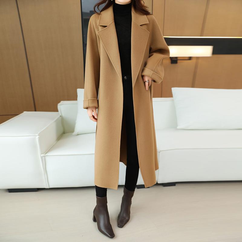 Женское пальто из 100% шерсти TIDENOVEL Осеннее шерстяное длинное пальто Ручной работы Пальто-бушлат Зимняя теплая шерстяная длинная куртка Пальто