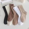 Женские носки средней длины на весну и осень, впитывающие пот и дезодорирующие носки из чистого хлопка, без косточек и с ворсом, препятствующим образованию катышков