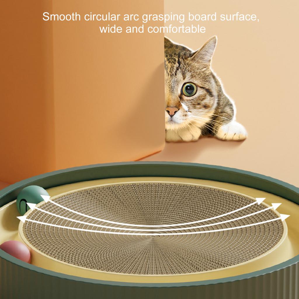 Cat Scratcher Toy Interactive Corrugated Paper Kitten Ball Track Scratching Toy with 2 Balls Blue