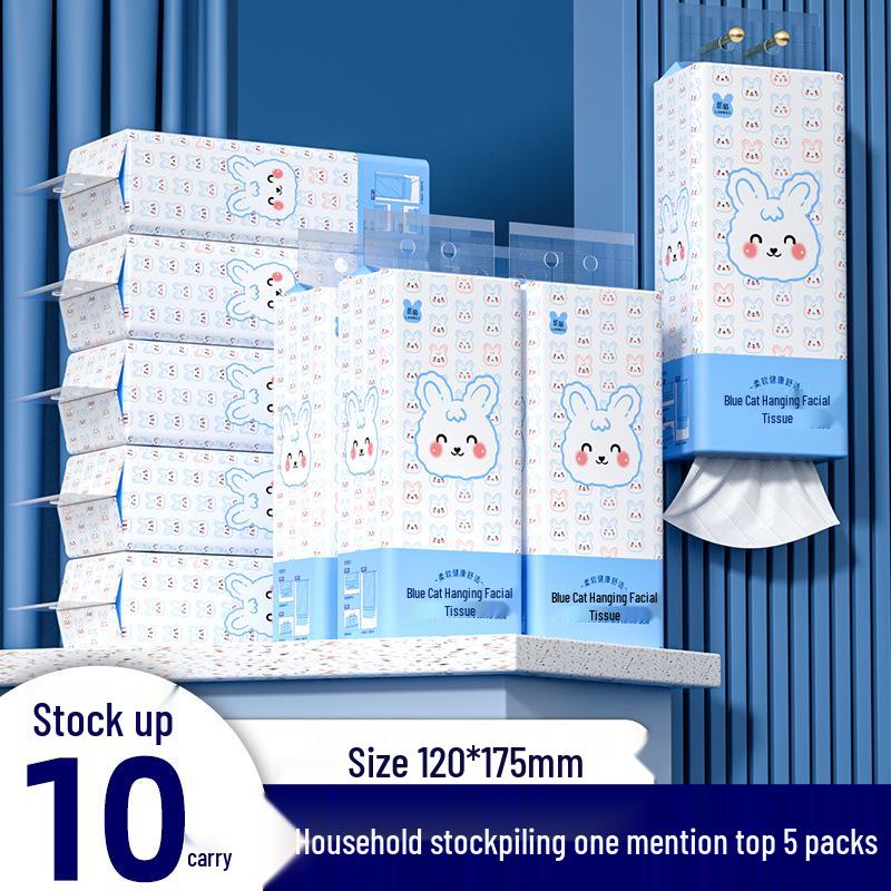 Blue Cat 10-Pack Hanging Facial Tissue Paper Towels for Home Use
