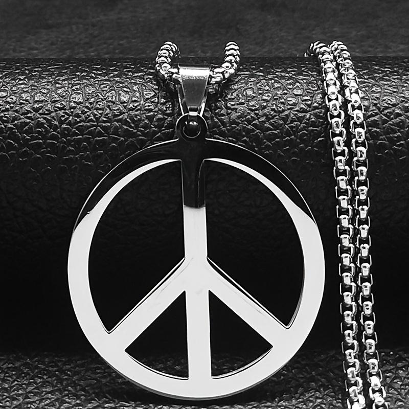 Яркое ожерелье со знаком мира — ювелирные изделия из нержавеющей стали для мужчин в стиле хиппи — уникальная идея подарка для друзей и семьи