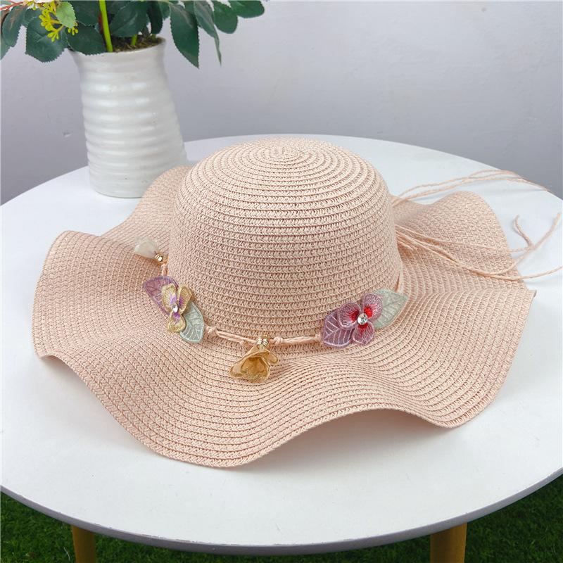 Hot Sale Lace Leaf Flower Sun Hat Lotus Wave Edge Straw Hat Beach Hat Travel Sun Protection Hat