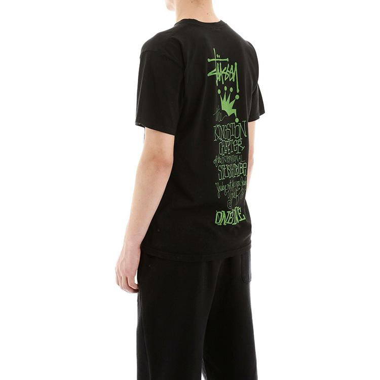 Stussy Kingston Футболка Королевский Парад Короткий Рукав Американский Винтаж Футболка Унисекс Топы Черный 1904440-black