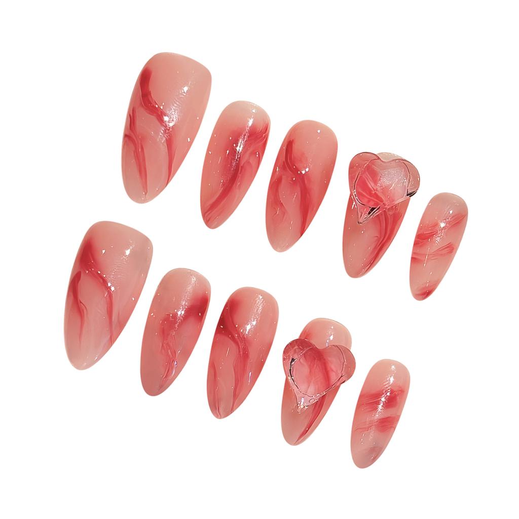10Pcs Almond Press On Nails Dark Plasma Gradient Goth Sweet Cool Style Handmade Fake Nails