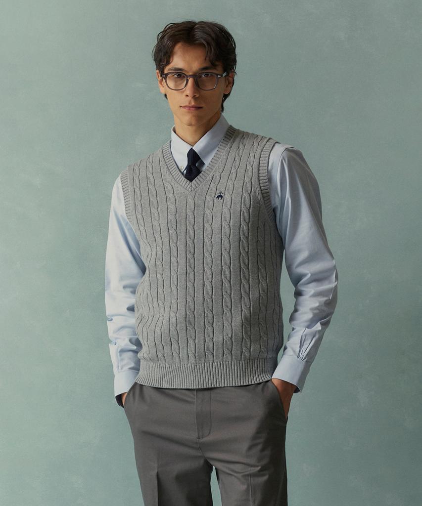 Хлопковый вязаный жилет Brooks Brothers (серый) (Bbwvmbg105)