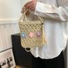 Straw Beach Bag Summer Woven Tote Bag with Tassels Floral Decor Shoulder Bag for Women Straw Purses and Handbags Rattan Boho Bag Raffia KTY