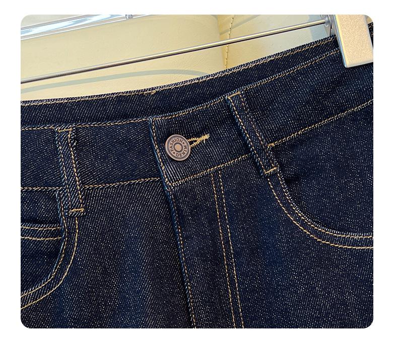 Women's Denim Blue Wide-Leg Jeans - Spring/Autumn 2026 Fashion: Curved Straight-Leg Style