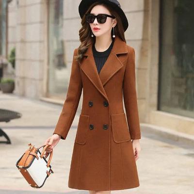 Элегантные женские зимние корейские пальто больших размеров из тонкого шерстяного пальто женского модного темпераментного шерстяного пальто