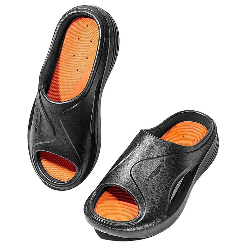 Li-Ning Comfortable Trendy Non-Slip Wear-Resistant Slide Sandals Men Footwear Black Orange LNXV950-1