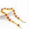 Delicate Chain Bracelet with Ruby Crystals Plated with 999 Gold