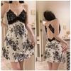 Satin Lingerie Set With Deep V Neck And Padded Sleeveless Nightgown For Home Use