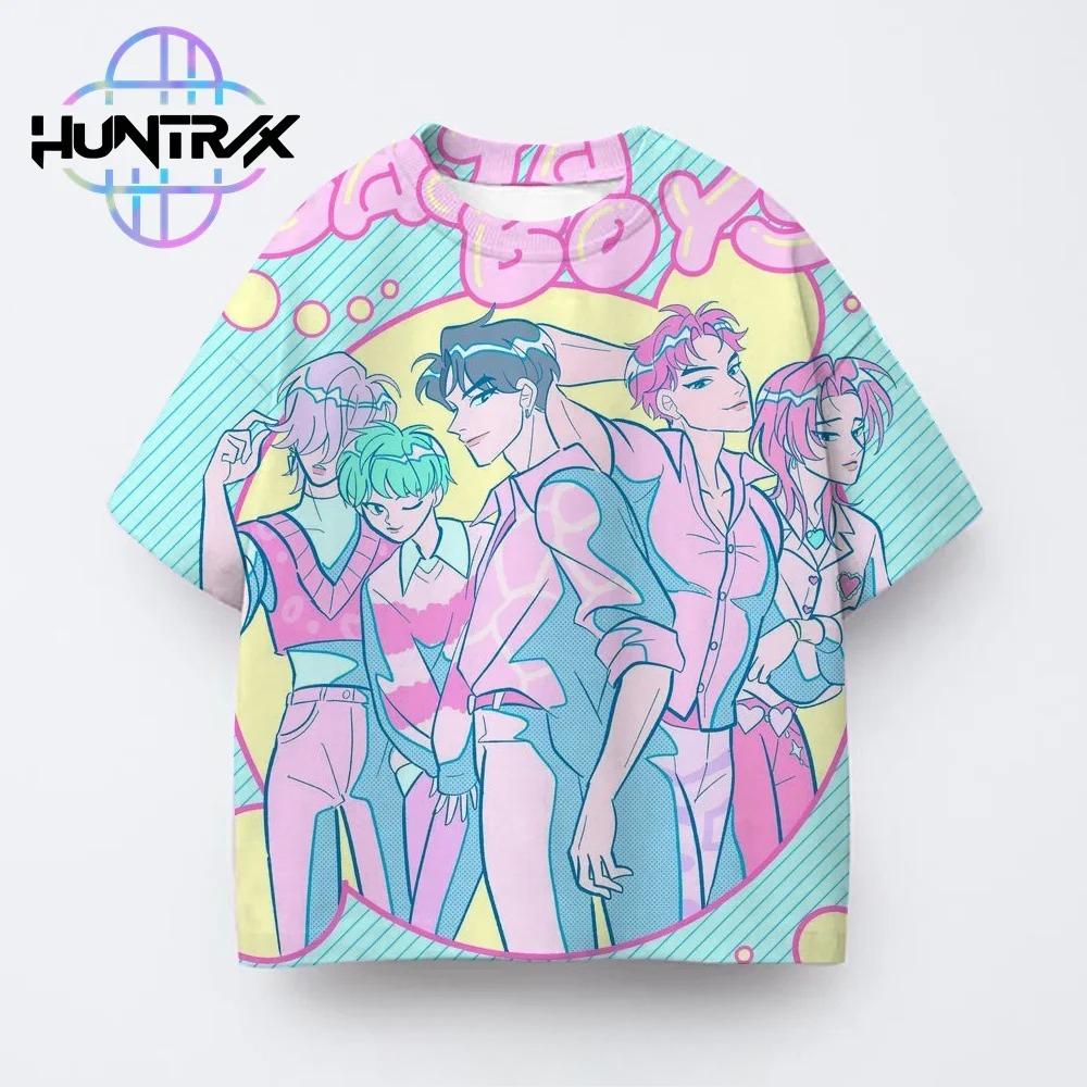 Kpop Охотники на демонов 3D-принт Спортивная футболка для мальчика Уличная мода Девичья группа Харадзюку Y2K Детская одежда с коротким рукавом Летний топ