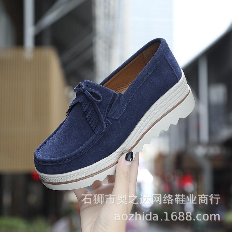 Joom 2025 весна-осень туфли-маффины с круглым наклонным каблуком и бахромой на платформе для мам, повседневная обувь большого размера для женщин