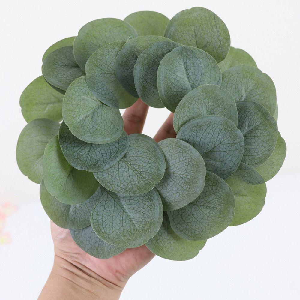 Multicolor Artificial Eucalyptus Wreath Faux Greenery Desktop Candle Ornament Porch Wall