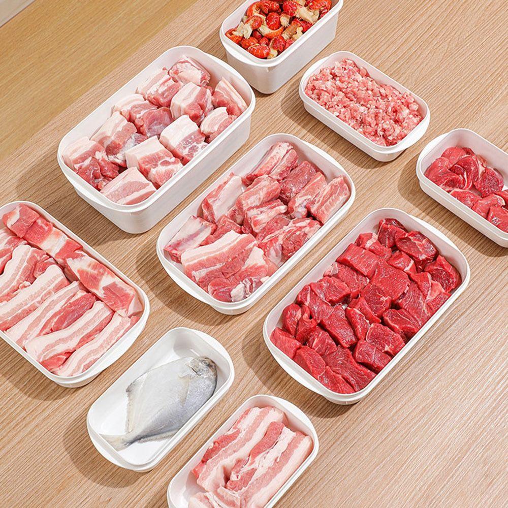 Набор из 4 герметичных контейнеров для заморозки и хранения свежих продуктов, безопасных для микроволновой печи, 350/800 мл, белый, штабелируемый