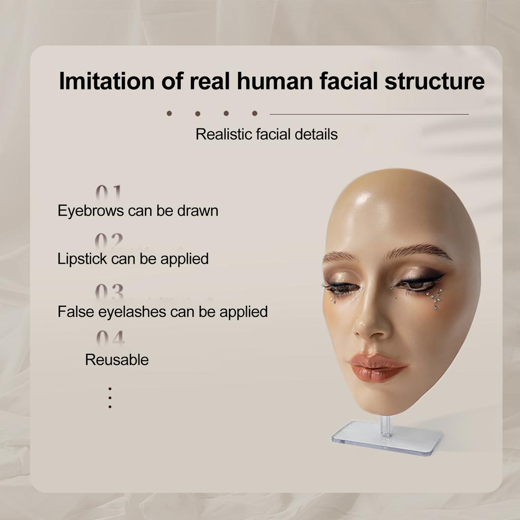 Full Face Makeup Mannequin Silicone Practicing Board Perfect Aid To Practice Makeup For Beginner