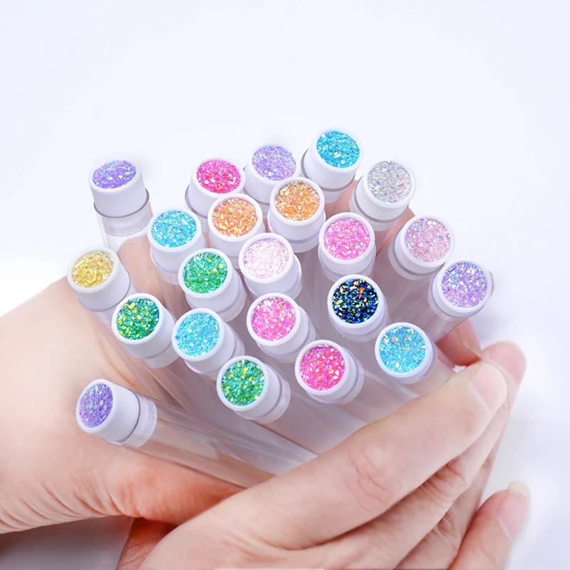 20pcs Empty Eyelash Brushes Tubes Reusable Eyelash Mascara Wand Container Sparkling Lash Spoolies Combs Dust-proof Flask Case