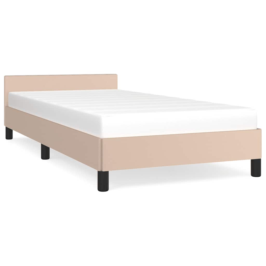 vidaXL Bettgestell mit Kopfteil ohne Matratze Cappuccino 90x200 cm